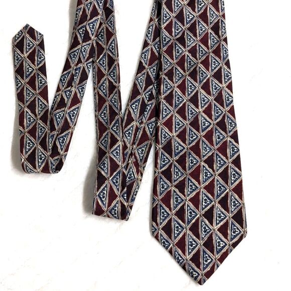 Vintage Men's 100% Silk Tie Geometric Motif by Placezna - Picture 11 of 13